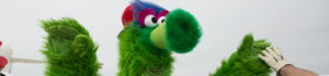 The Phillies' Phanatic giving a high-five
